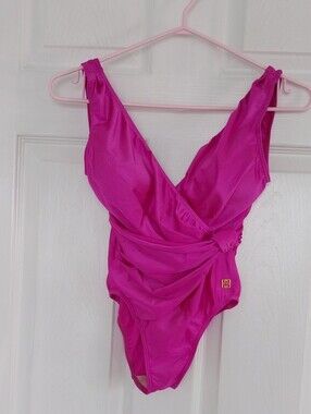 Givenchy Fuchsia One-Piece Swimsuit with Gold Emblem